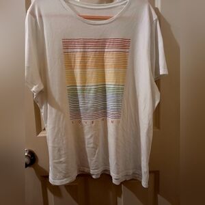 White 'Love Wins' Rainbow Stripe Graphic T-Shirt